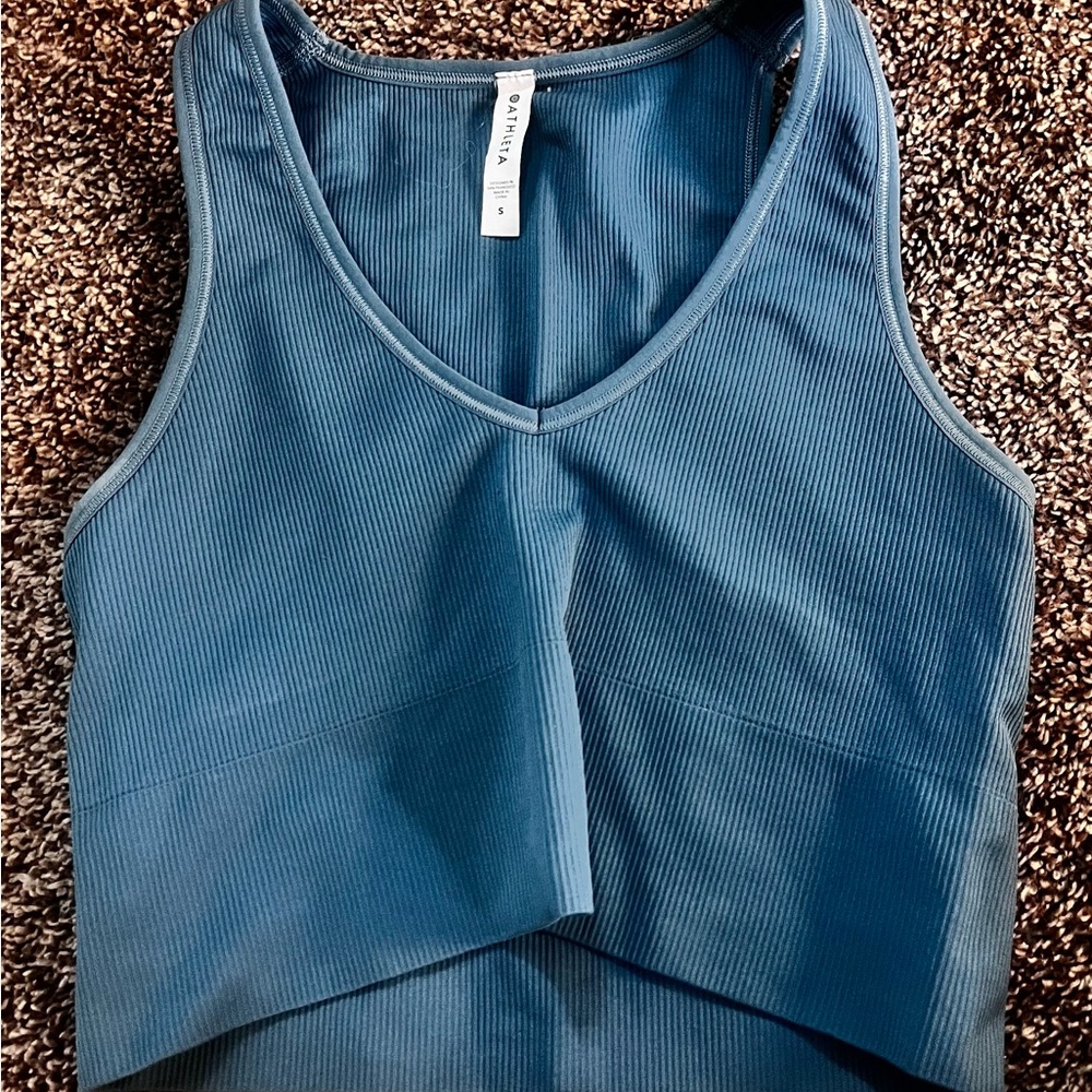 Athleta Blue Ribbed Tank Top